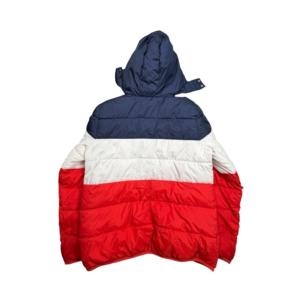 Levi's Puffer Jacket Boys XL Red White Blue Colorblock Hooded Polyester Workwear